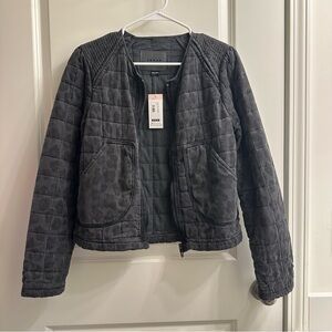 Two Cumberland Blank NYC Charcoal Leopard Quilted Jacket